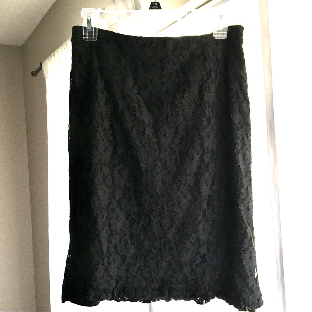 Black Lace Midi Skirt - Picture 1 of 4